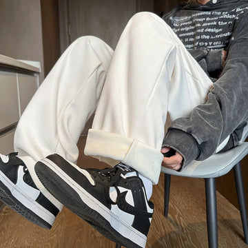 Aidase Autumn Winter Warm Corduroy Men Casual Loose Wide Leg Pants Male Solid Straight Trousers Man aidase-shop